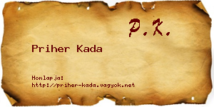 Priher Kada névjegykártya